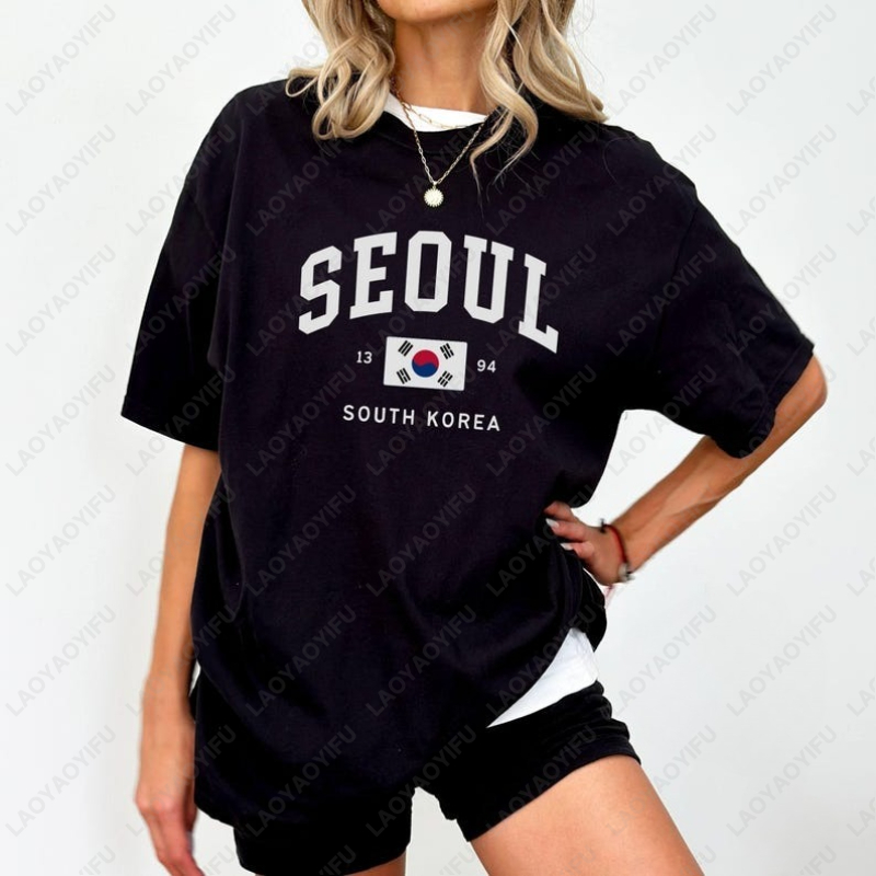 Street Fashion Of Seoul - Seoul Zuid-Koreaanse vlag unisex tees vintage