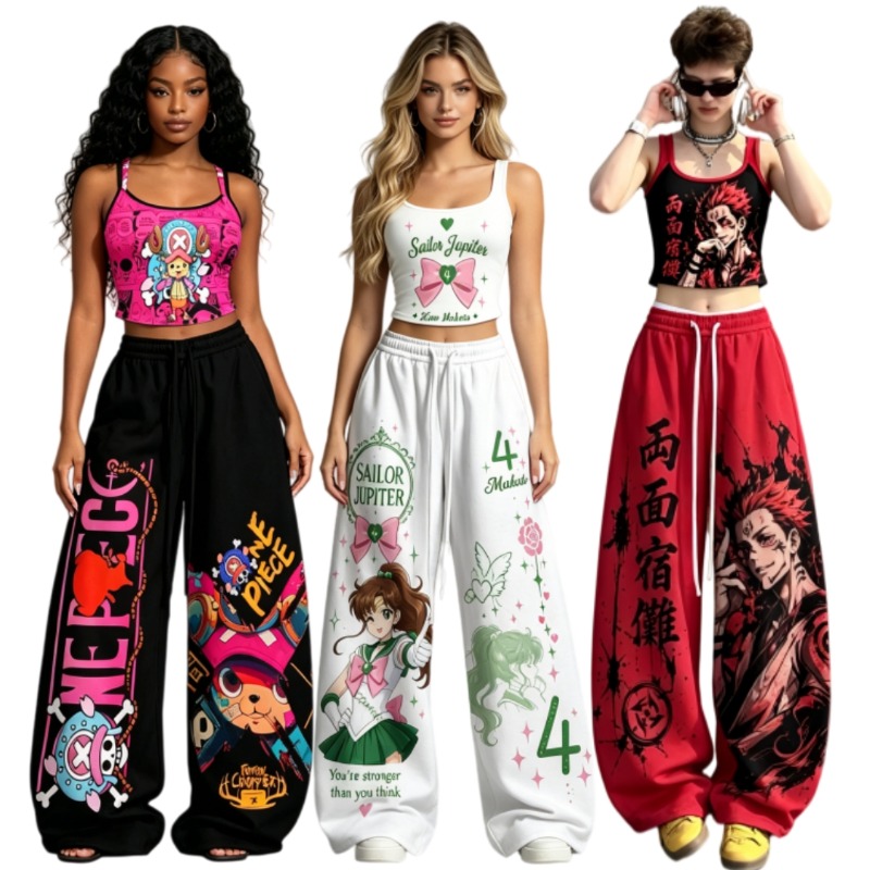 Street Fashion Japan - Hete mannen/vrouwen Japanse anime print 2-delige