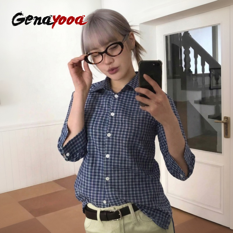 Genayooa Y2k Plaid Shirt Vrouw - Street Fashion Japan recensie en prijs